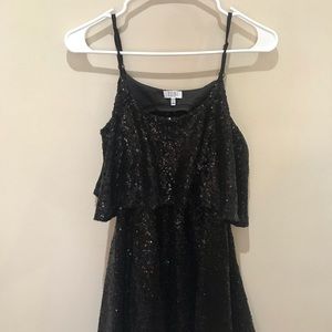 Tobi Black Sequin Backless Dress